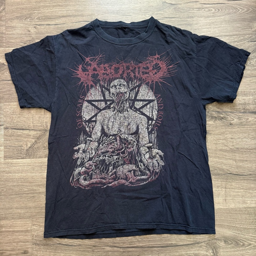 Vintage Aborted Death Metal Faded Black Band Tee Shirt Medium Adult Unisex